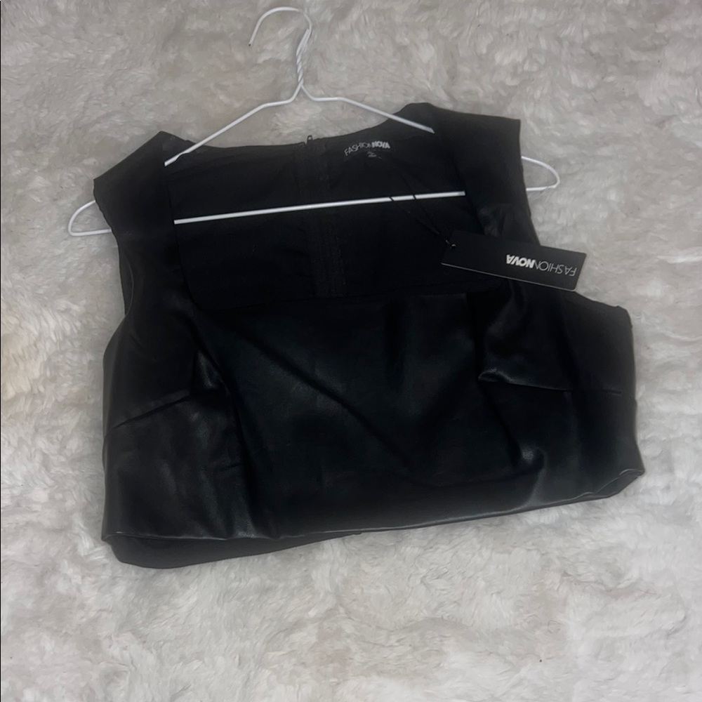 🆕Fashion Nova Black Faux Leather Top